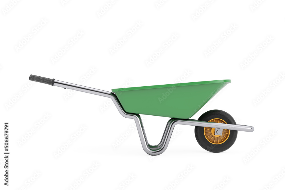 Gardening and Construction Green Wheelbarrow. 3d Rendering Gardening and Construction Green Wheelbarrow. 3d Rendering