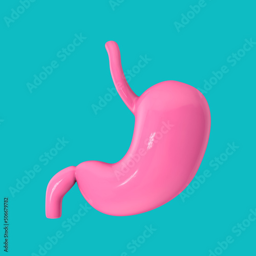 Pink Human Stomach Anatomy Internal Organ as Duotone Style. 3d Rendering