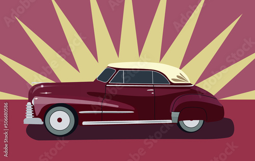 Vector EPS 10 illustration, vintage car poster for vintage car taxi or rent services. photo
