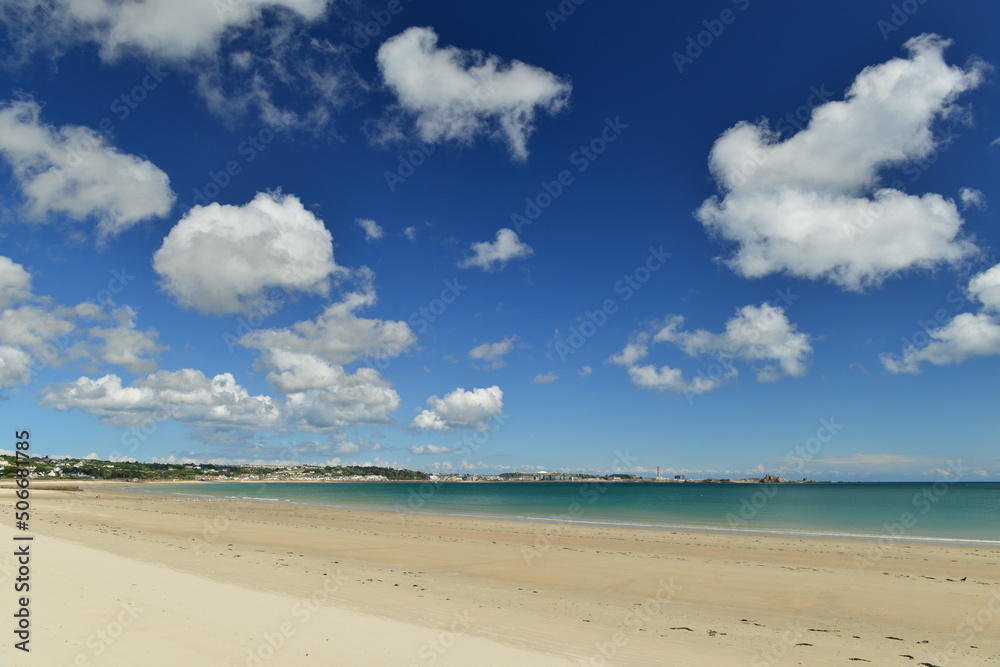 St Aubins Bay, Jersey, uk. Natural beach in the Summer.