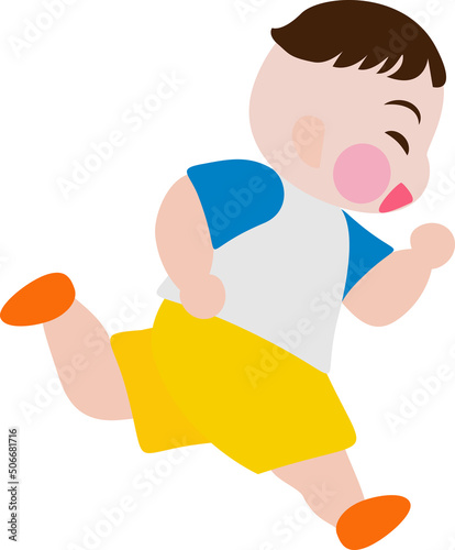 Cartoon kid development. Child growth stages. Set of cute child learning from toddler to running. Child learning and try to run, start running. Vector, illustration, EPS10