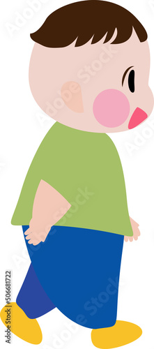 Cartoon kid development. Child growth stages. Set of cute child learning from toddler to running. Child learning and try to walk, first step. Vector, illustration, EPS10