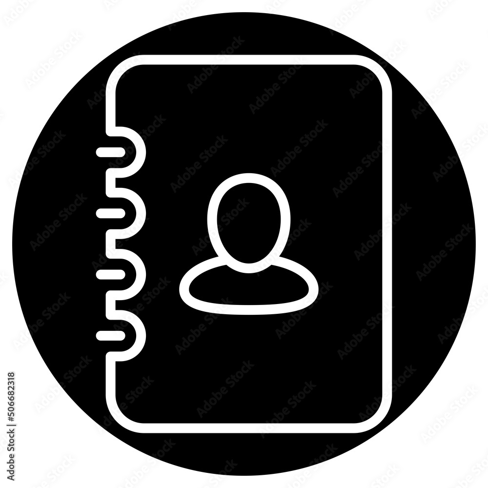Notebook Simple icon vector. Flat design. White icon on black circle. White background.ai Notebook Simple icon vector. Flat design. White icon on black circle. White background.ai