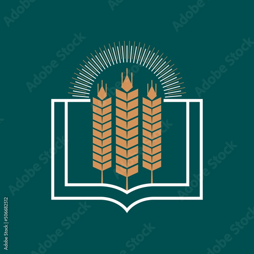 Christian illustration. Book and ears of wheat.