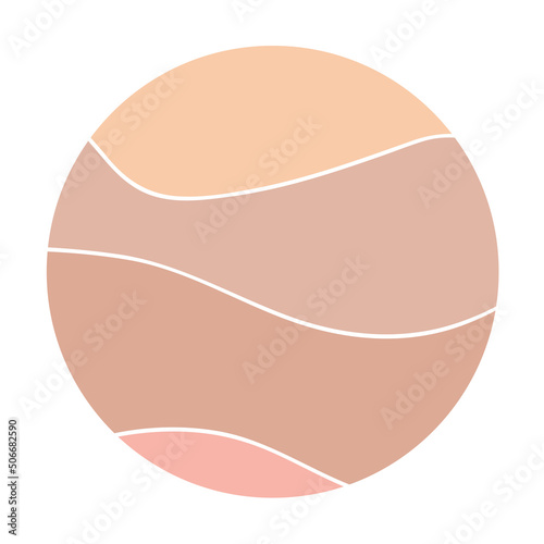 Round Circle Highlights Minimalist Boho Doodle Simple Silhouette Template. Round Decoration Icon. Handmade Round Shape Contour Beige Natural Tones
