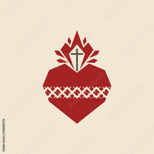 Christian illustration. Sacred Heart of Jesus.