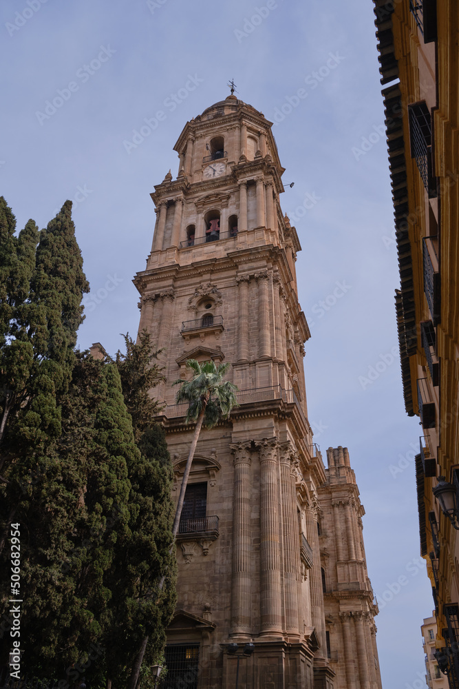 Fototapeta premium Malaga, Spain - May 19, 2022: Malaga Cathedral is a Roman Catholic church in the city of Malaga in Andalusia, southern Spain