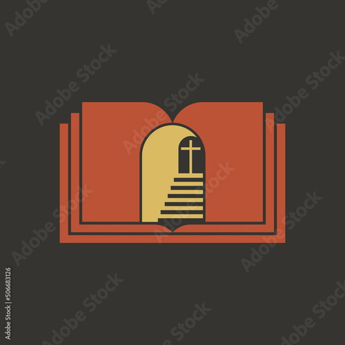 Christian illustration. The Bible opens the way to salvation from sin, to Jesus Christ.