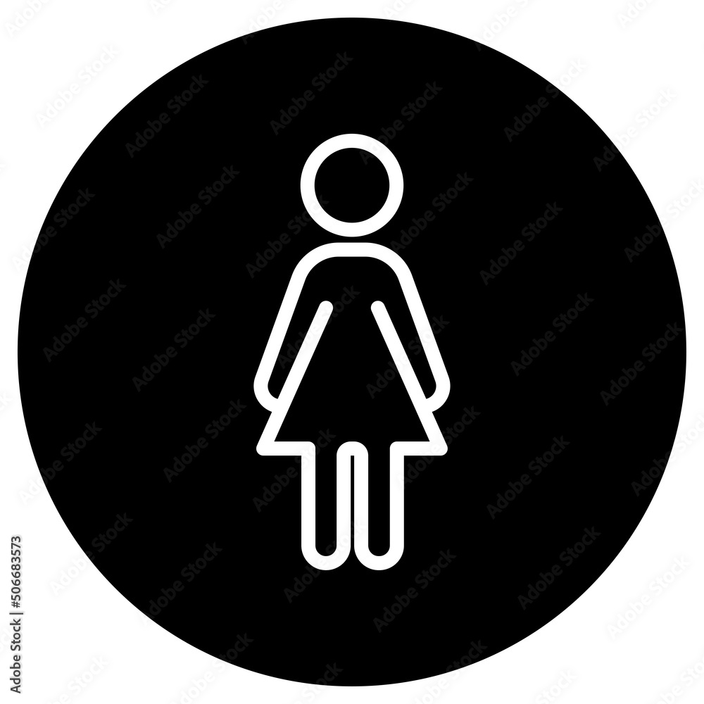 Woman simple icon vector. Flat design. White icon on black circle. White background.ai Woman simple icon vector. Flat design. White icon on black circle. White background.ai