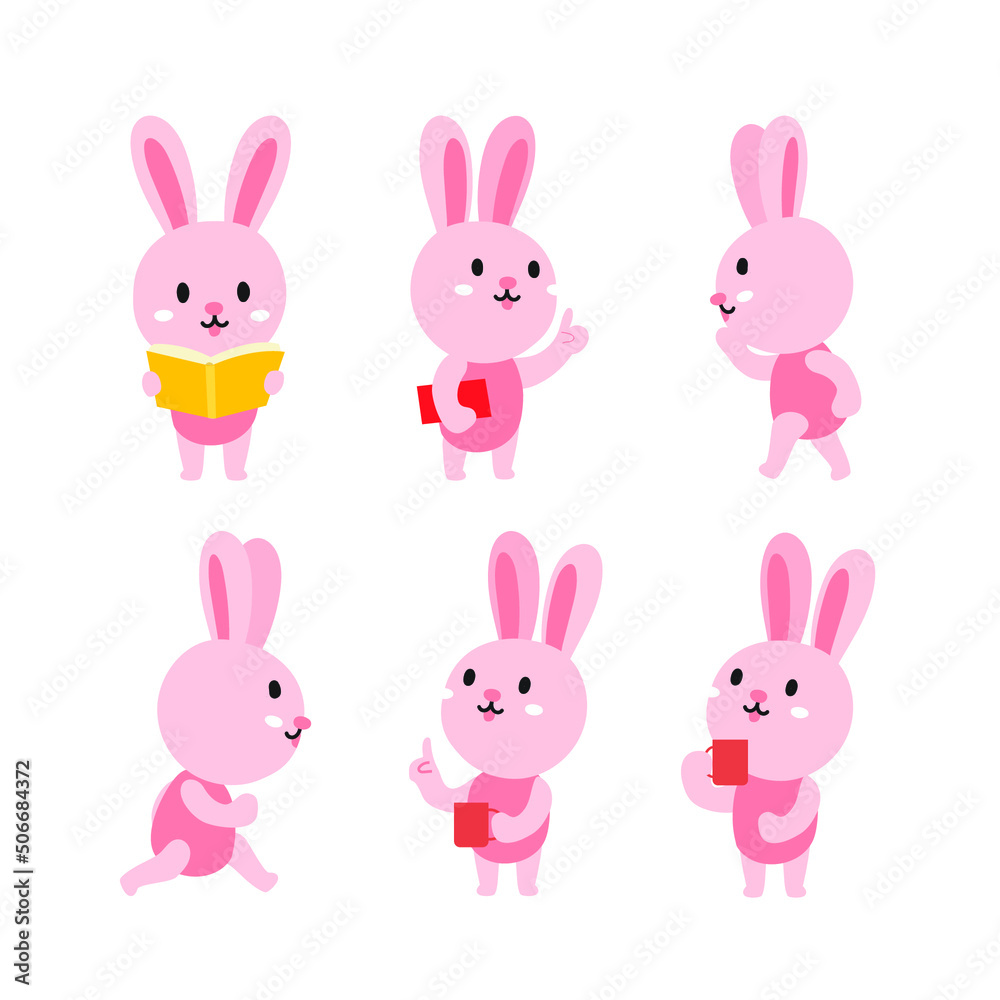 Cute rabbit cartoon presenting concept