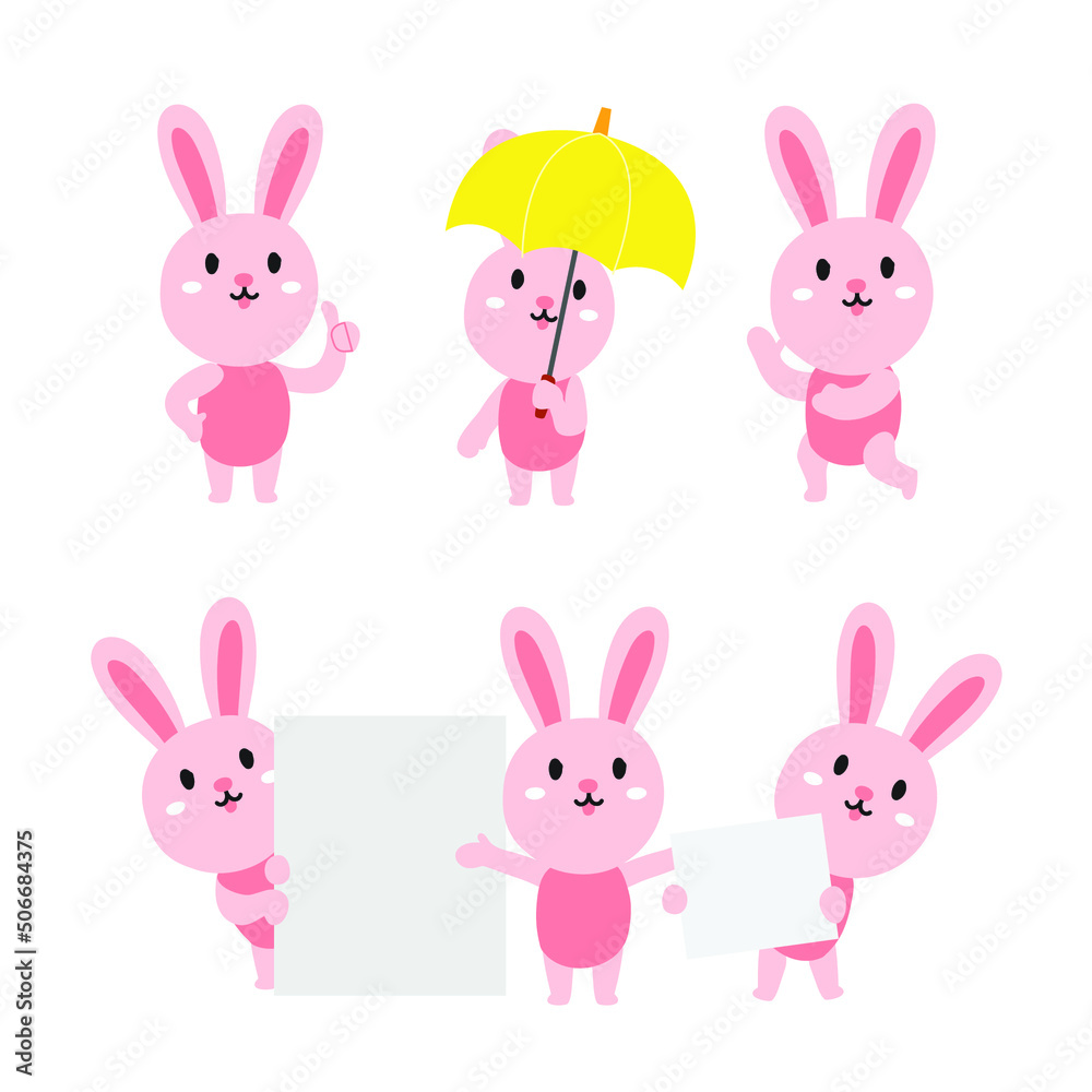 Cute rabbit cartoon presenting concept Cute rabbit cartoon presenting concept