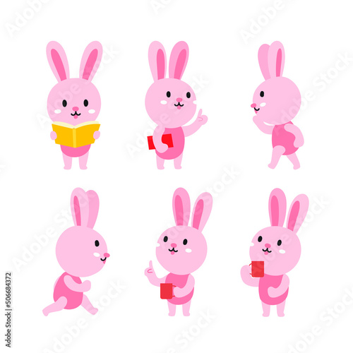 Cute rabbit cartoon presenting concept