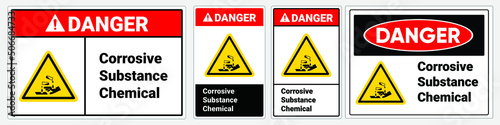 Safety sign 
Corrosive substance chemical. Osha and ANSI standard. Danger sign.