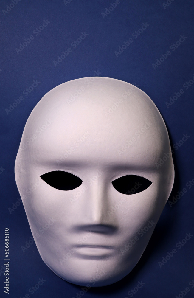 white mask on blue background white mask on blue background