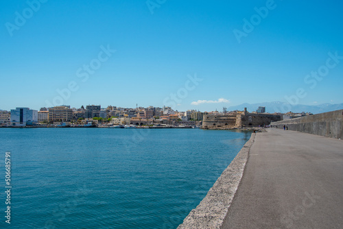 The view of the port of Heraklion city with the Koules Fortress © David