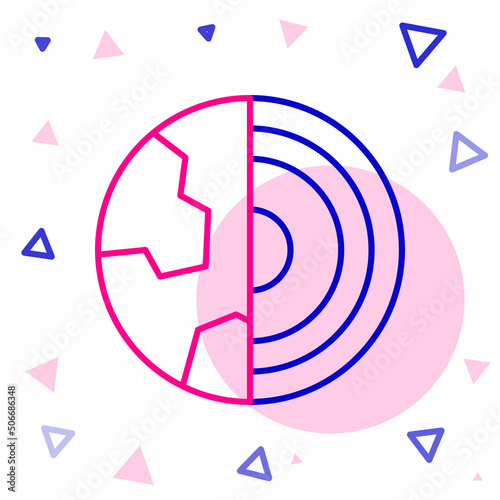 Line Earth core structure crust icon isolated on white background. Colorful outline concept. Vector