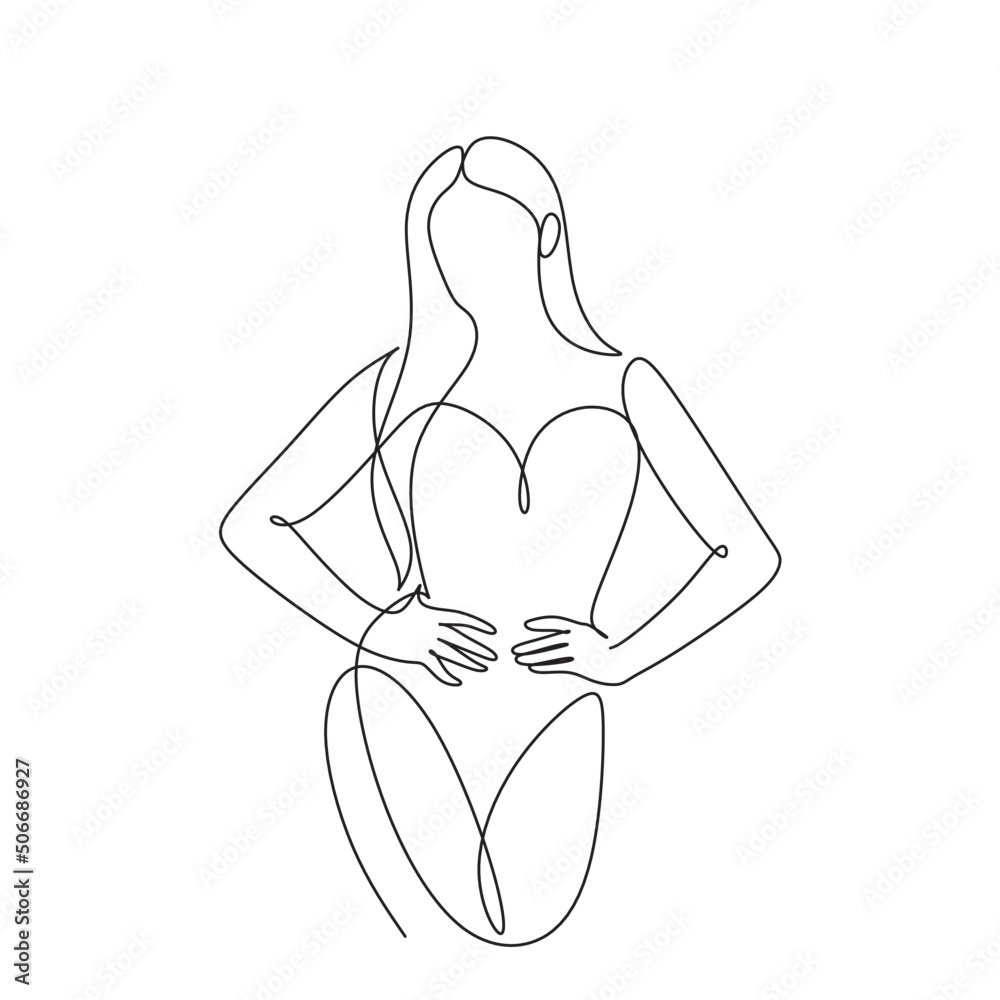 Trendy Line Art Woman Body. Female Figure Continuous One Line Abstract Drawing. Minimalistic Black Lines Drawing. Modern Scandinavian Design. Naked Body Art. Vector Illustration. Trendy Line Art Woman Body. Female Figure Continuous One Line Abstract Drawing. Minimalistic Black Lines Drawing. Modern Scandinavian Design. Naked Body Art. Vector Illustration.