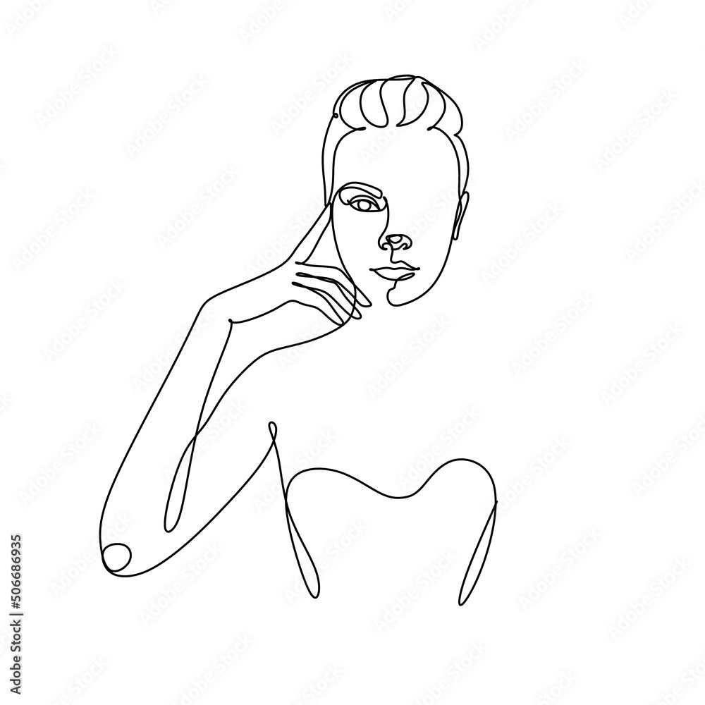 Trendy Line Art Woman Body. Female Figure Continuous One Line Abstract