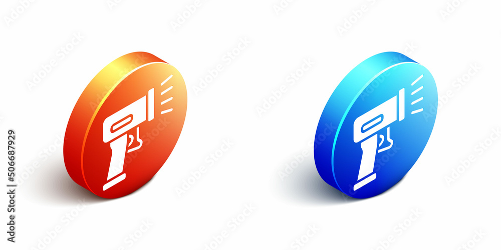 Isometric Scanner scanning bar code icon isolated on white background ...