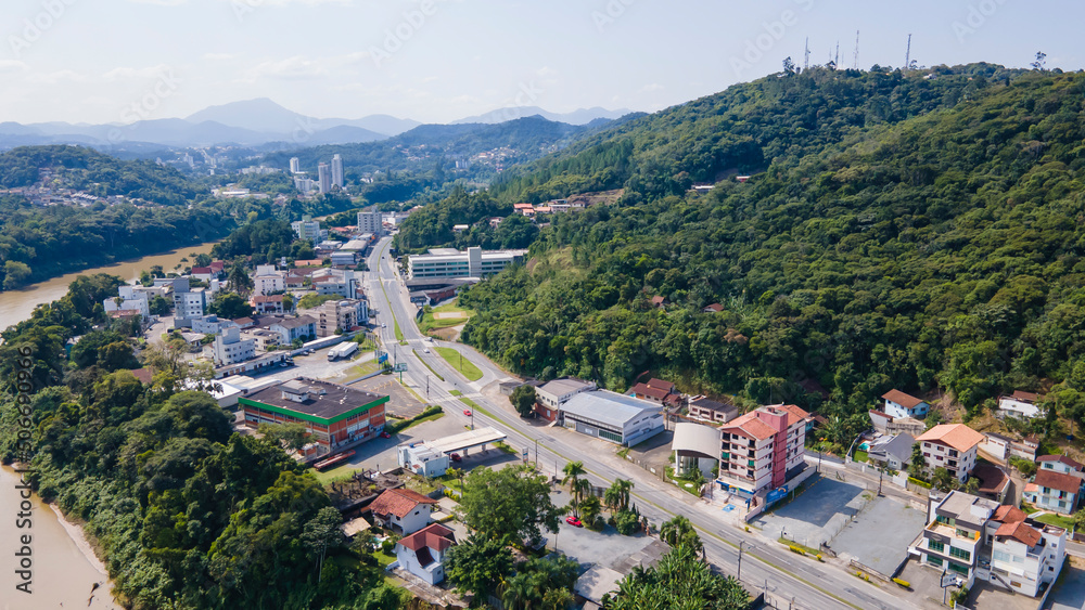 Aerial images of downtown Blumenau in Santa Catarina