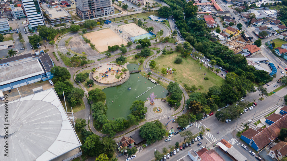 Aerial images of Ramiro Ruediger Park in Blumenau in Santa Catarina