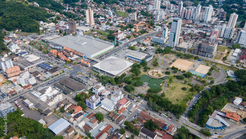 Aerial images of Ramiro Ruediger Park in Blumenau in Santa Catarina