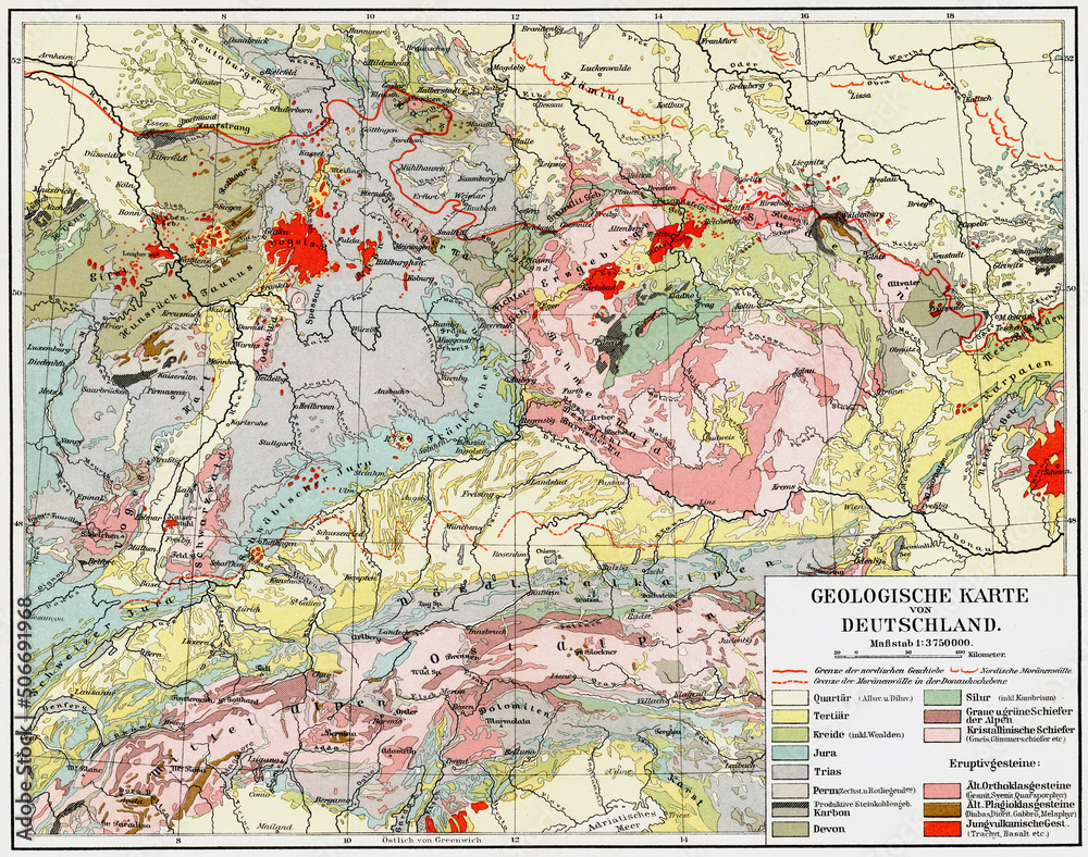 Obraz premium Geological map of Germany. Publication of the book 