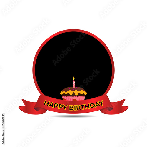 Photography Birthday frame photo with banner and cake design template