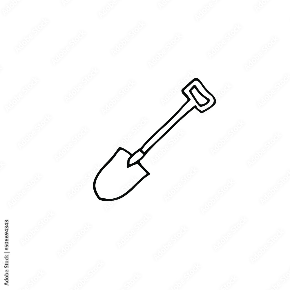 a shovel drawn in an illustrator on a white background a shovel drawn in an illustrator on a white background