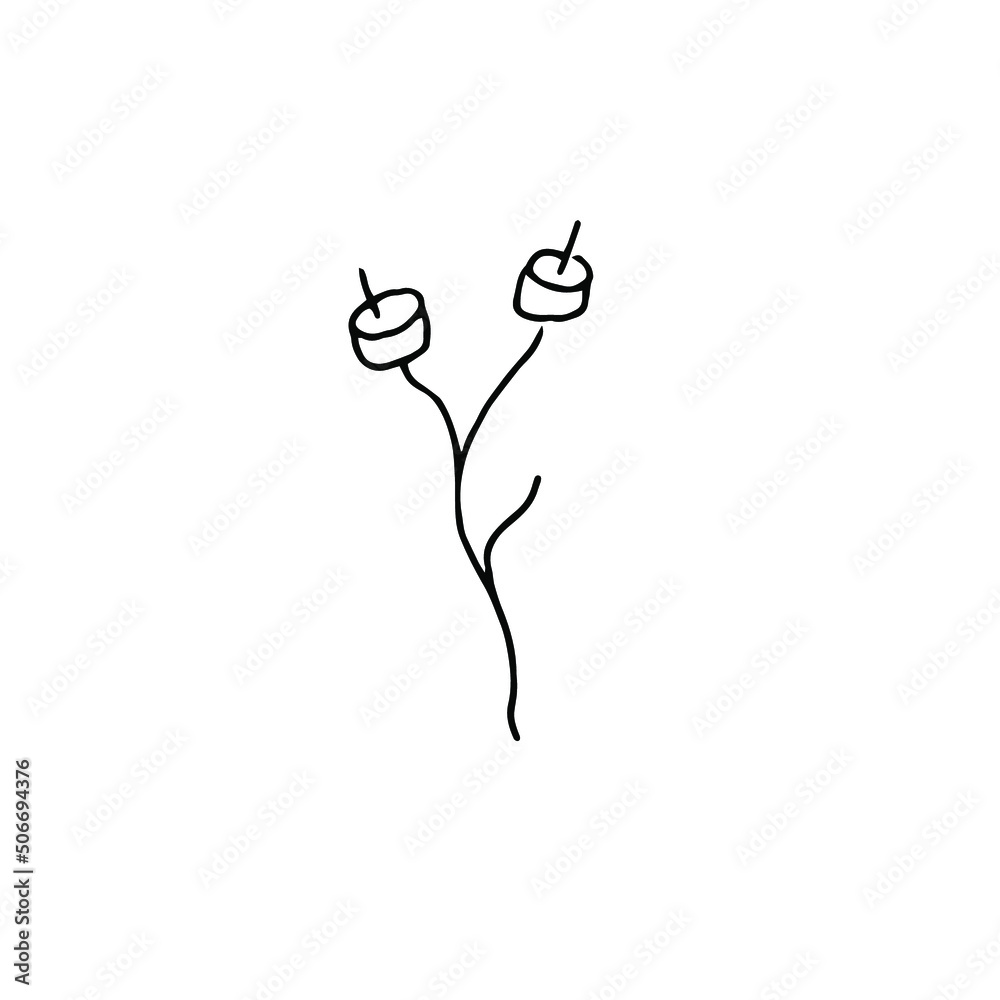 marshmallow on a branch drawn in an illustrator marshmallow on a branch drawn in an illustrator