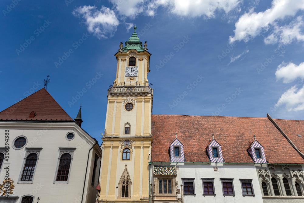 Old Town Hall at the main square in Bratislava on a sunny day