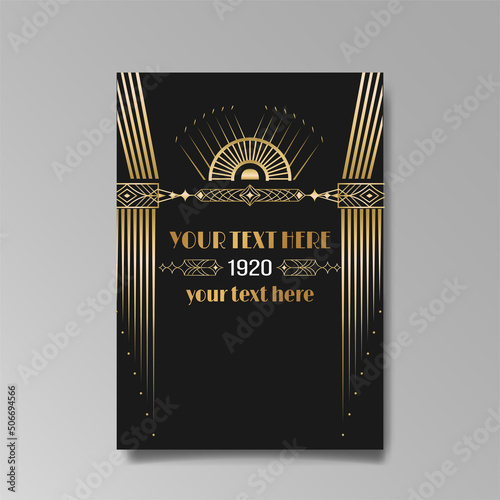 Art Deco luxury template golden black A4 page,