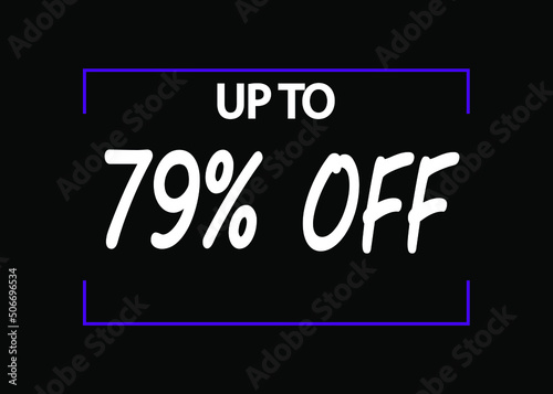 79  off banner. Discount icon for products on black background.