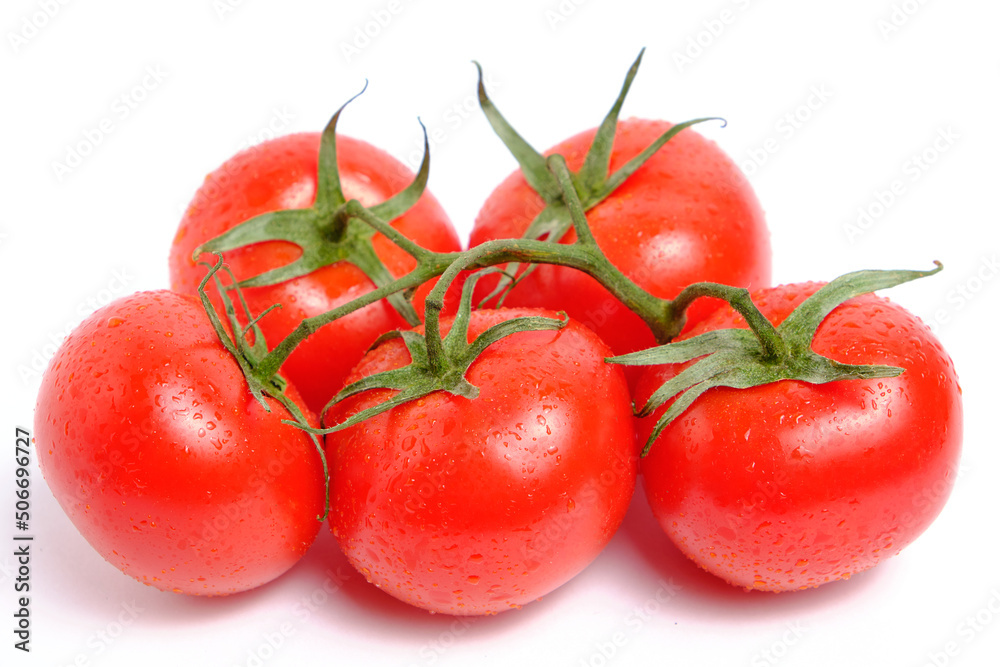 Red and ripe tomatoes white background. Red and ripe tomatoes white background.