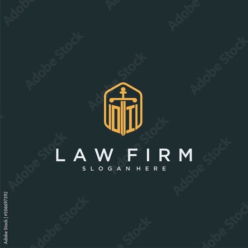 OI initial logo monogram with shield and sword style design for law firm