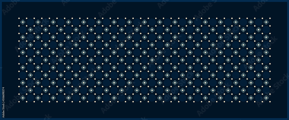 Rectangle scarf design classic blue background. Out off season universal fashion accessory. High resolution image, digital illustration. Modern scarves fabric design textile swatch allover print block