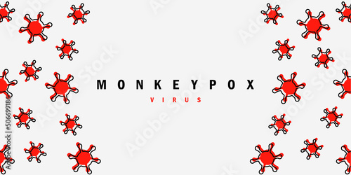 Banner with illustration of the red virus. The concept of the spread of monkeypox disease. clipart illustration monkey pox. photo