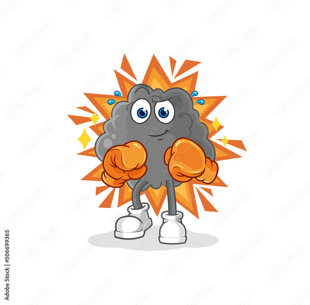 Fototapeta premium black cloud boxer character. cartoon mascot vector