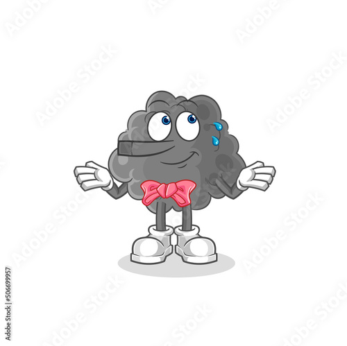 black cloud lie like Pinocchio character. cartoon mascot vector