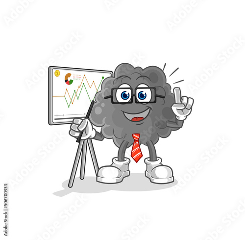 black cloud marketing character. cartoon mascot vector