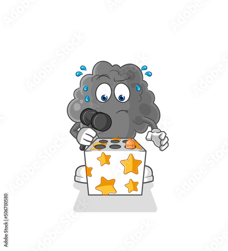 black cloud play whack a mole mascot. cartoon vector