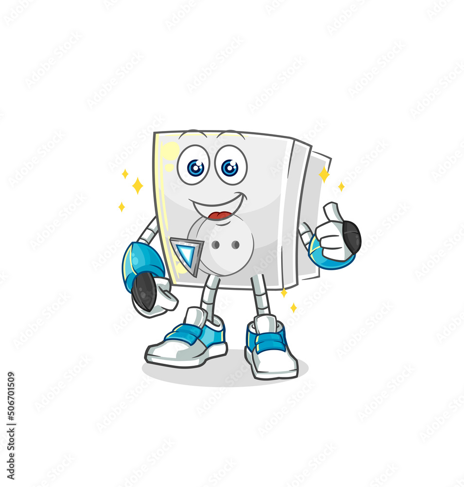 electric socket robot character. cartoon mascot vector electric socket robot character. cartoon mascot vector
