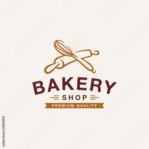 Bakery shop logo design template.