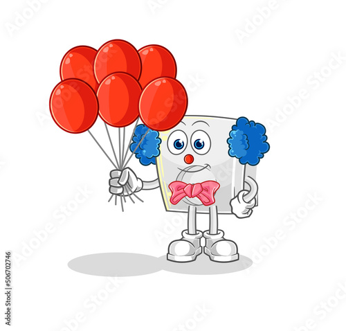 electric socket clown with balloons vector. cartoon character