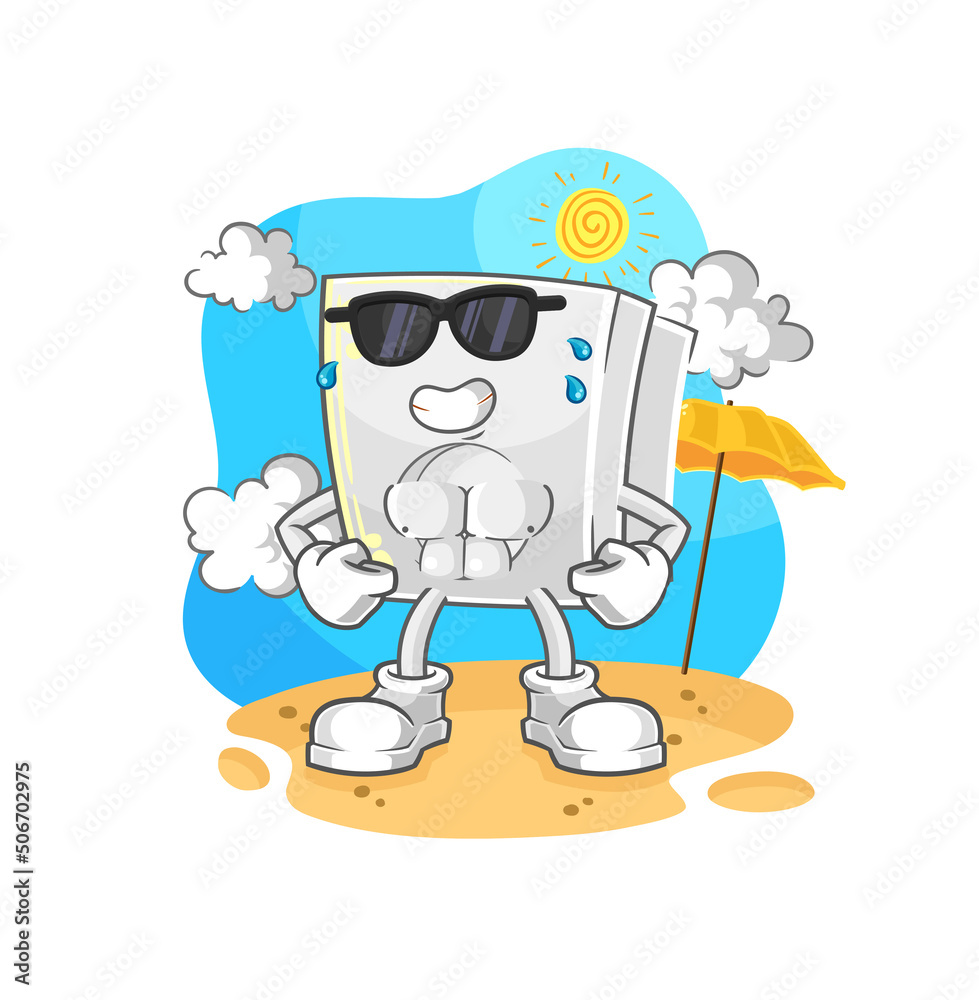 electric socket sunbathing in summer. character vector