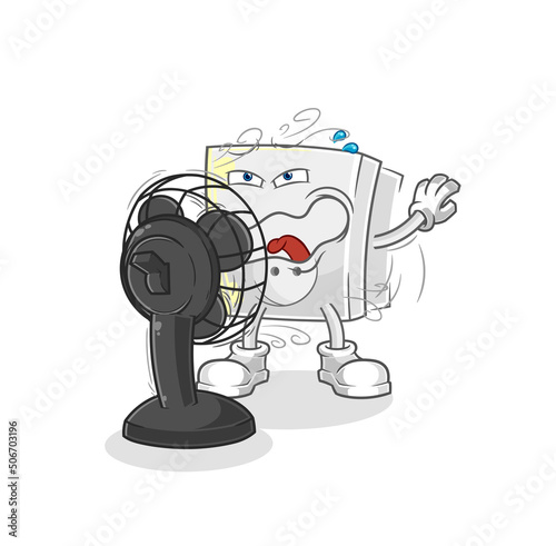 electric socket with the fan character. cartoon mascot vector