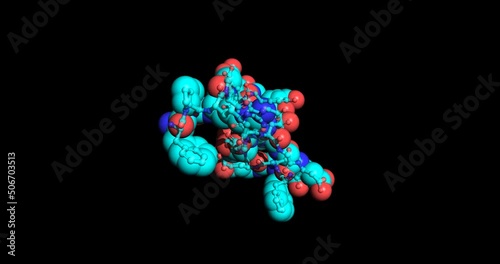 Bivalirudin anticoagulant molecule, 3D spinning, 4K
 photo