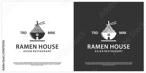 Ramen house logo template. Japanese ramen noodles restaurant logo template.