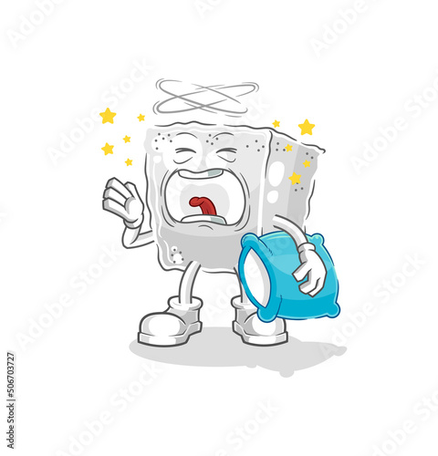 sugar cube yawn character. cartoon mascot vector