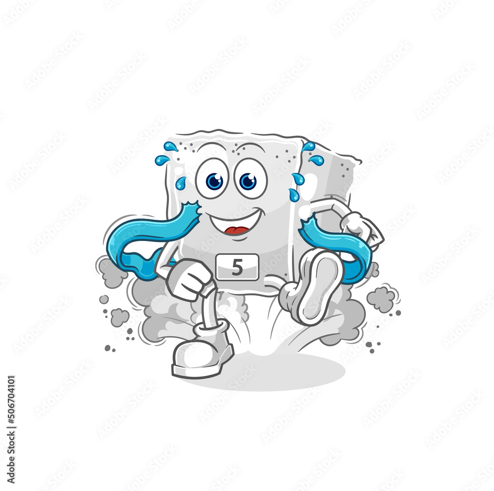 sugar cube runner character. cartoon mascot vector